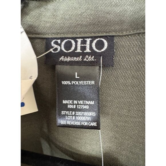 NWT-SOHO Women's Green‎ Jacket Size L long sleeve long jacket collared Polyester - Picture 4 of 6